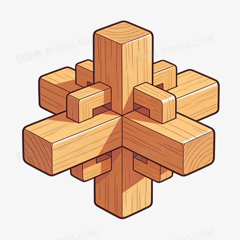 儿童益智玩具孔明锁免抠元素