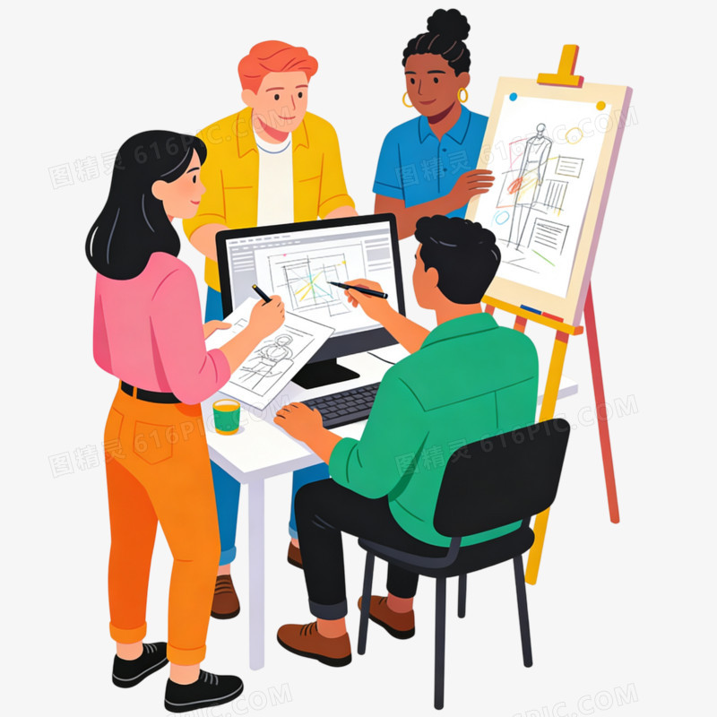 卡通手绘风讨论免抠元素