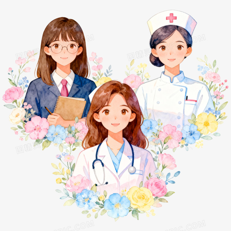 卡通手绘三八妇女节女性形象免抠元素