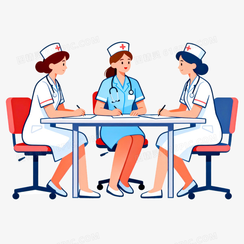 卡通手绘医生讨论场景免抠元素