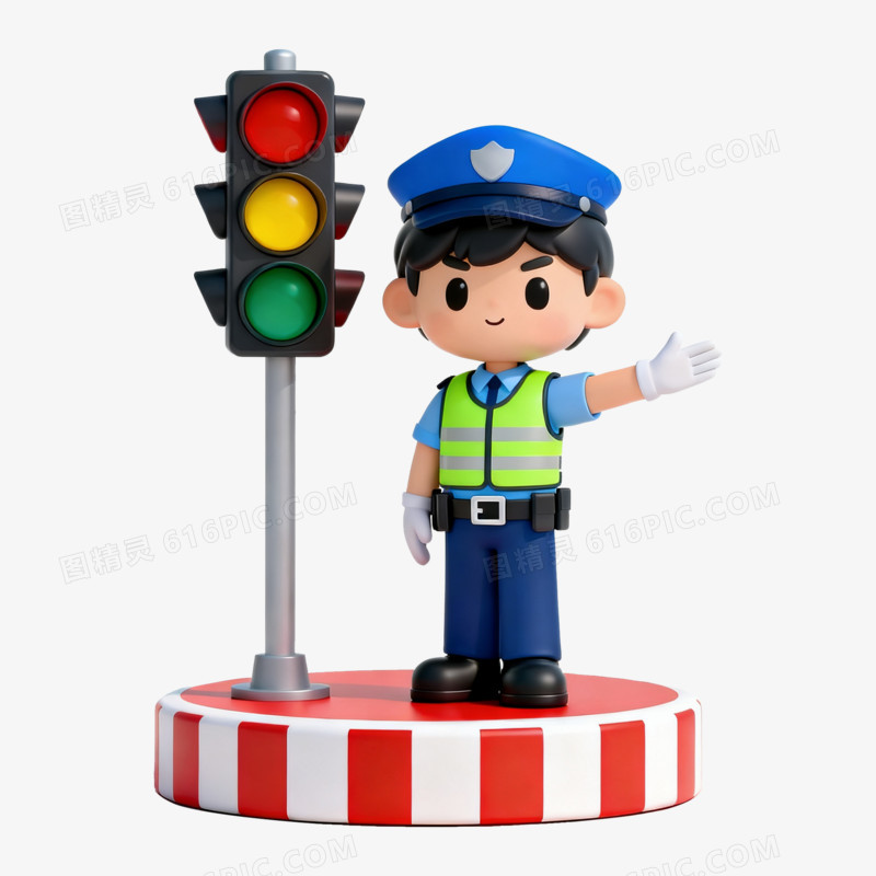 3d立体红绿灯和交警免抠元素