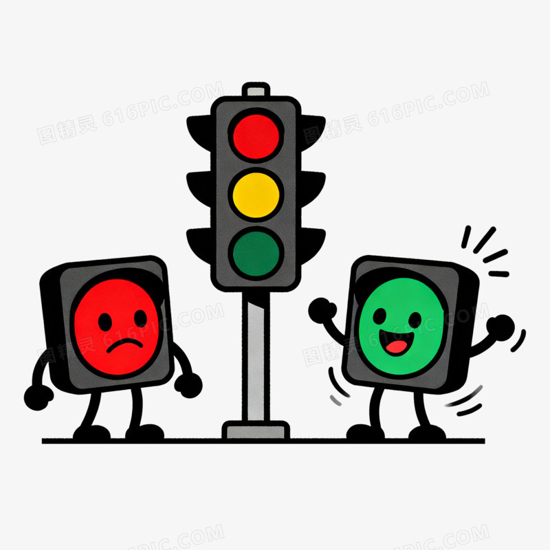 扁平风红绿灯创意卡通免抠元素