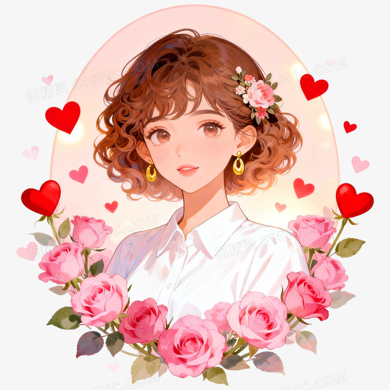 卡通手绘三八妇女节女性形象免抠元素