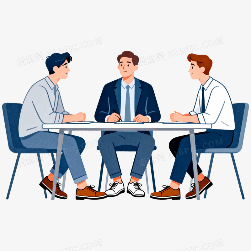卡通手绘办公职员讨论场景免抠元素