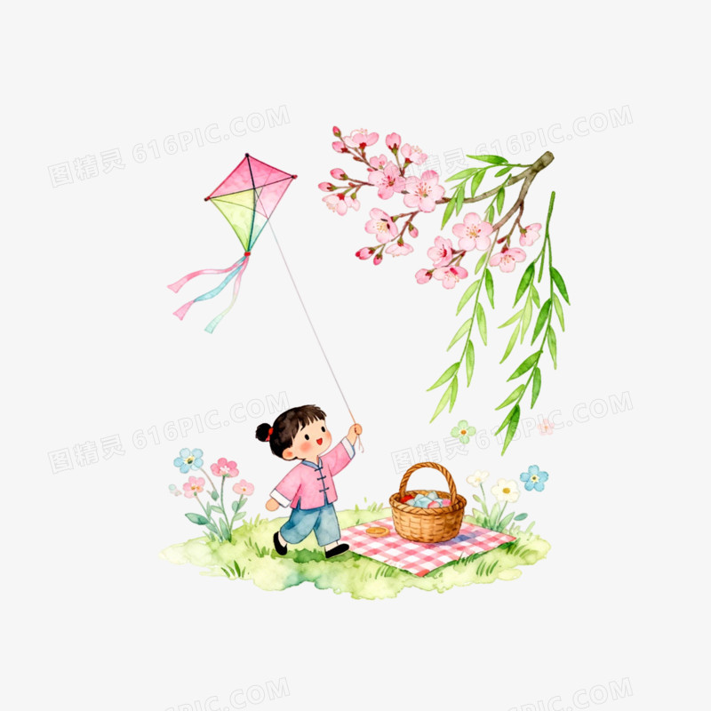 立春时节春天放风筝ai免抠元素