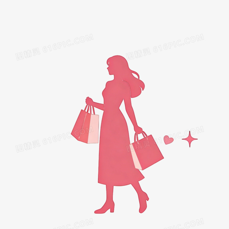 妇女节女王节女神节女人购物剪影ai免抠元素