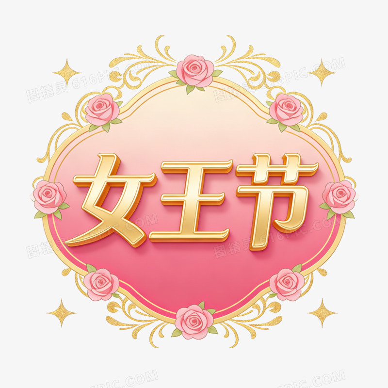 妇女节女王节女神节女王节立体装饰ai免抠元素