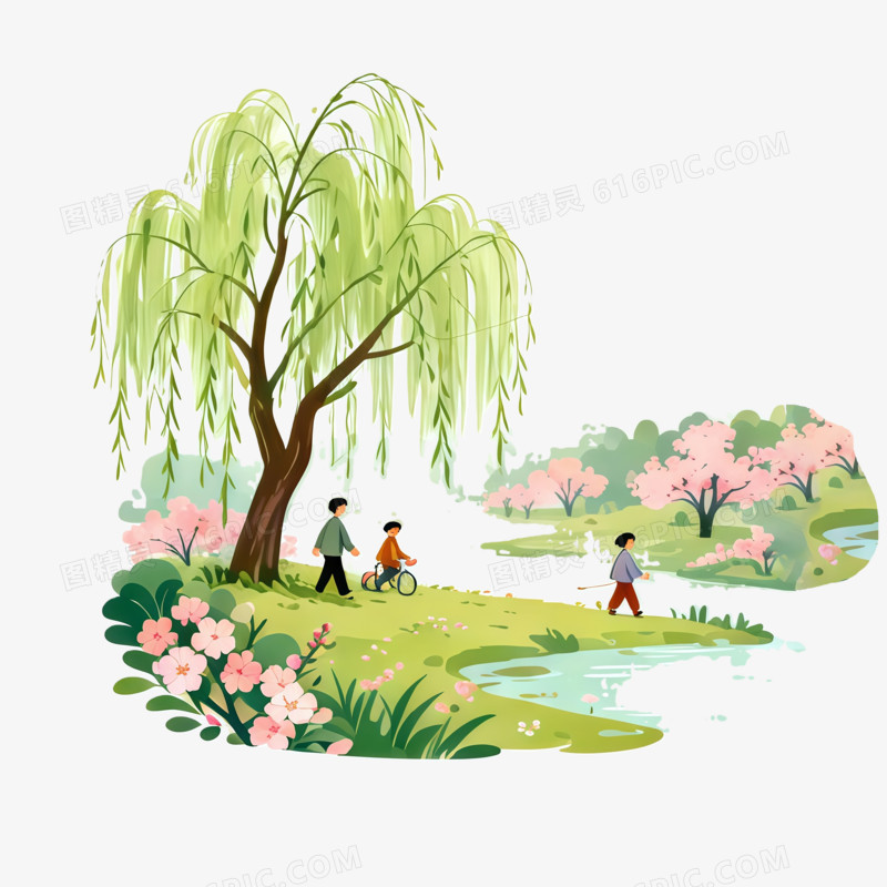 立春时节春季郊游ai免抠元素