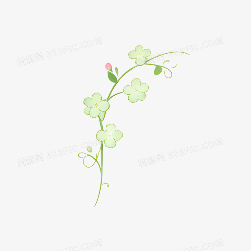 立春时节绿色花枝ai免抠元素