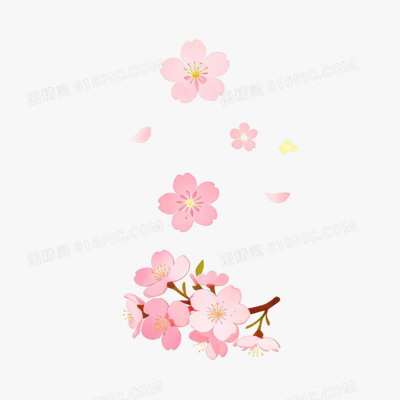 立春时节散落的桃花ai免抠元素