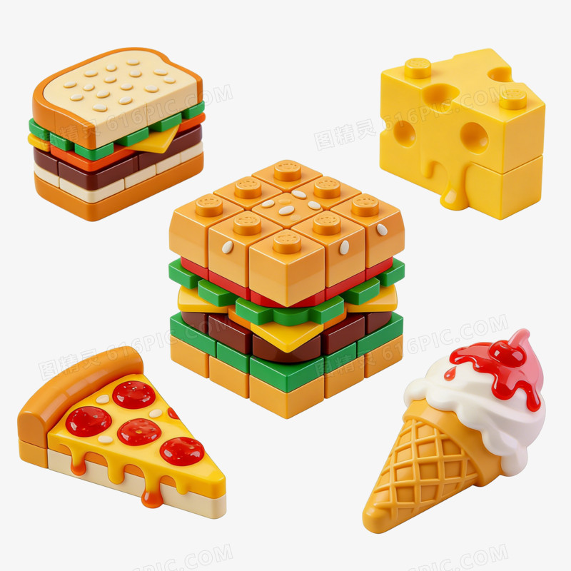儿童益智玩具食物食品积木ai免抠元素