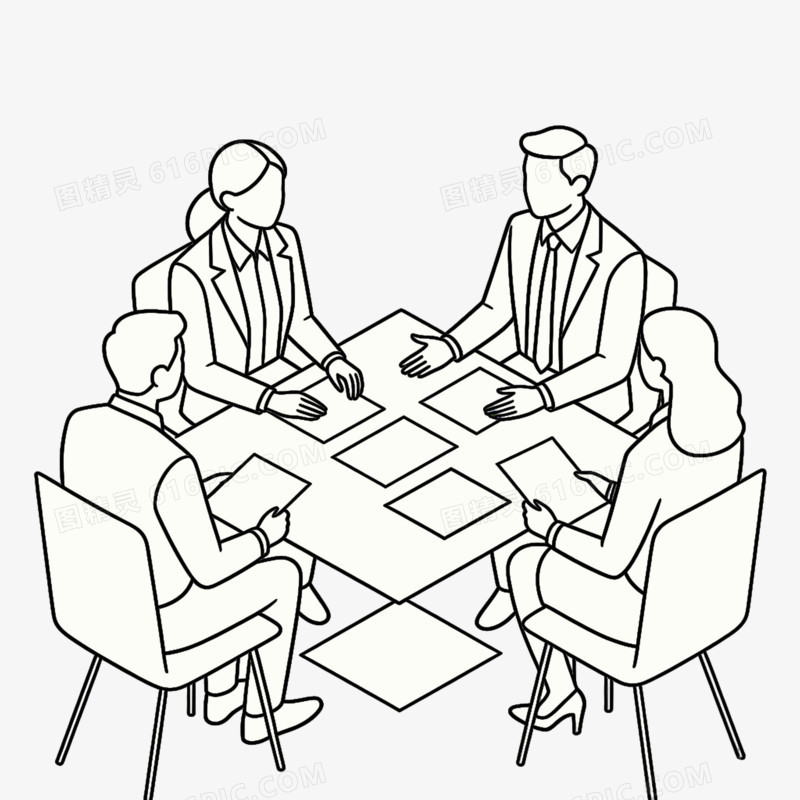 工作学习商务讨论研究交流剪纸ai免抠元素