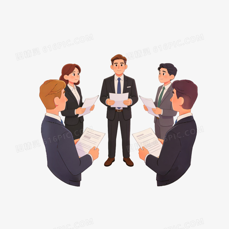 工作学习商务讨论研究交流卡通人物ai免抠元素