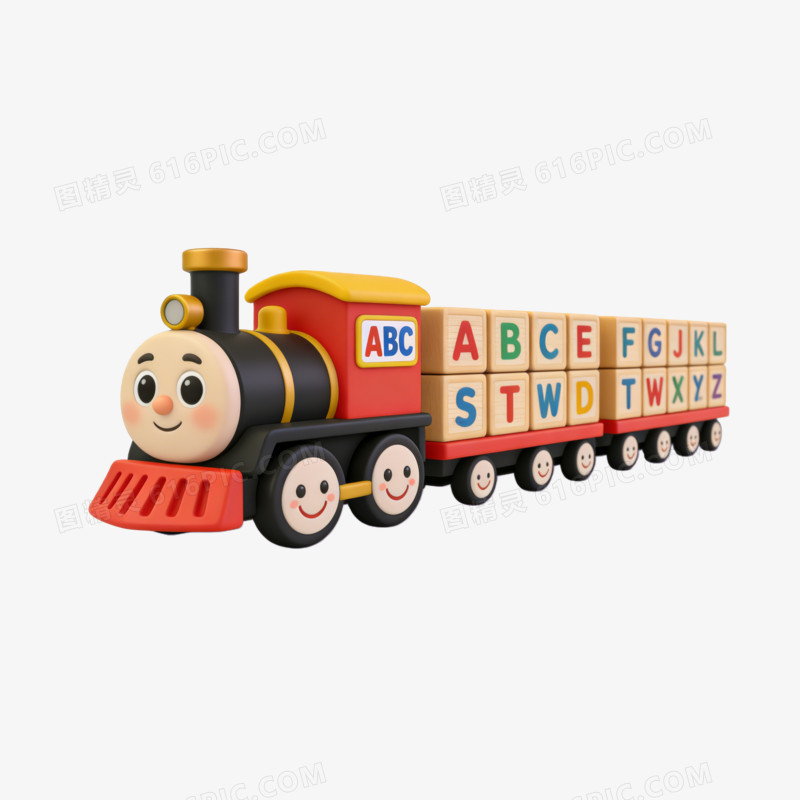 儿童益智玩具卡通字母火车ai免抠元素