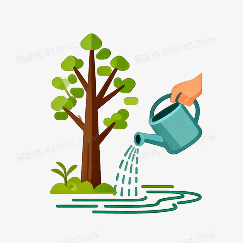 植树造林手绘插画ai免抠元素