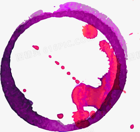 紫色水彩泼墨圆