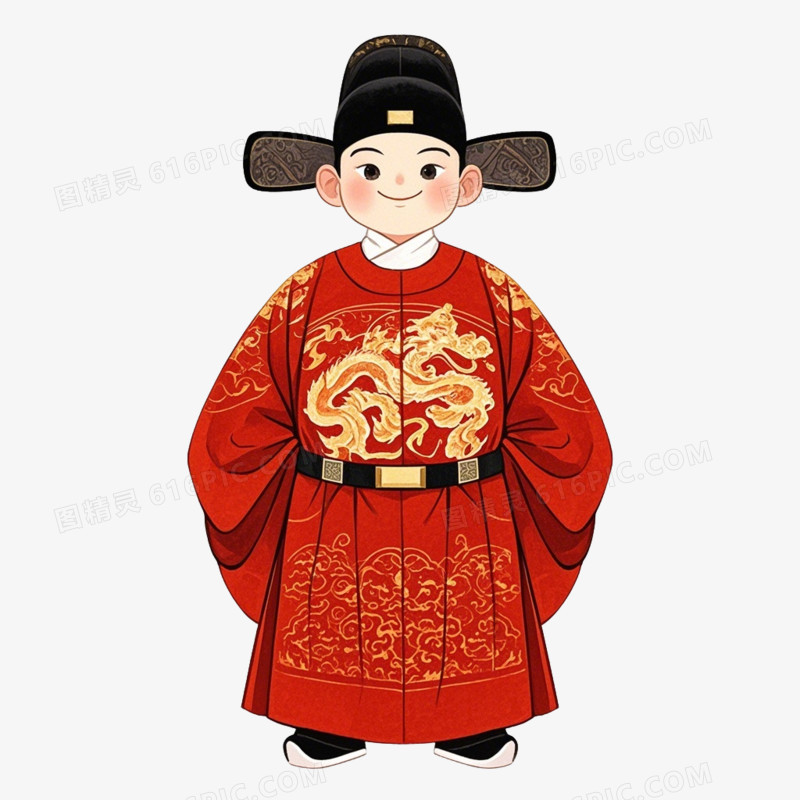 彩色卡通古代官员免抠元素