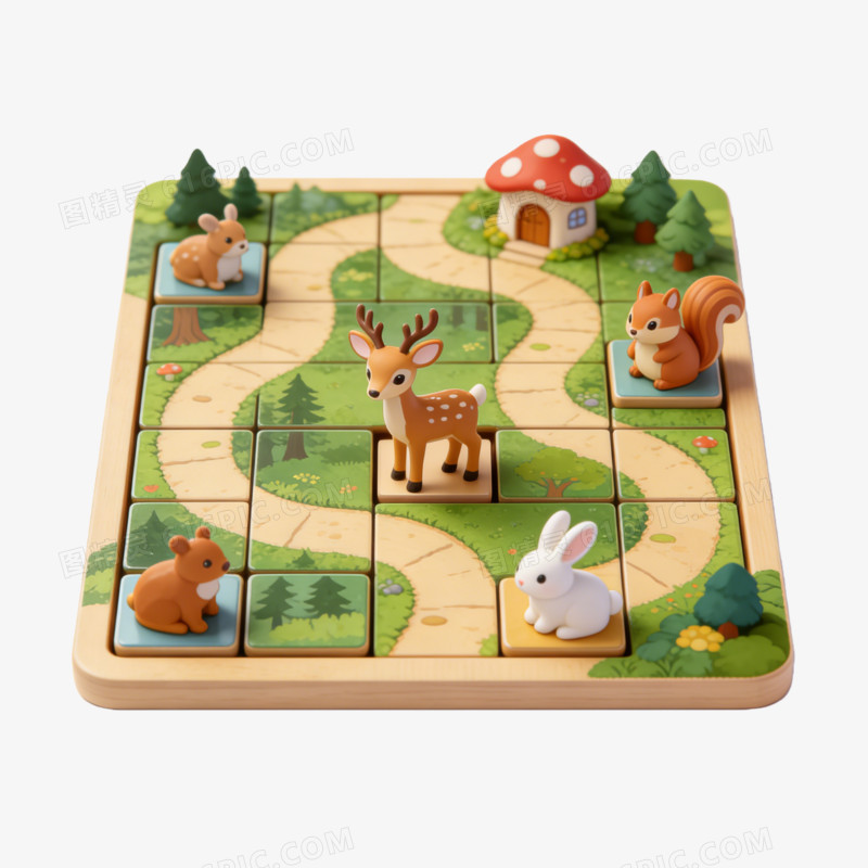 儿童益智玩具卡通动物拼图ai免抠元素