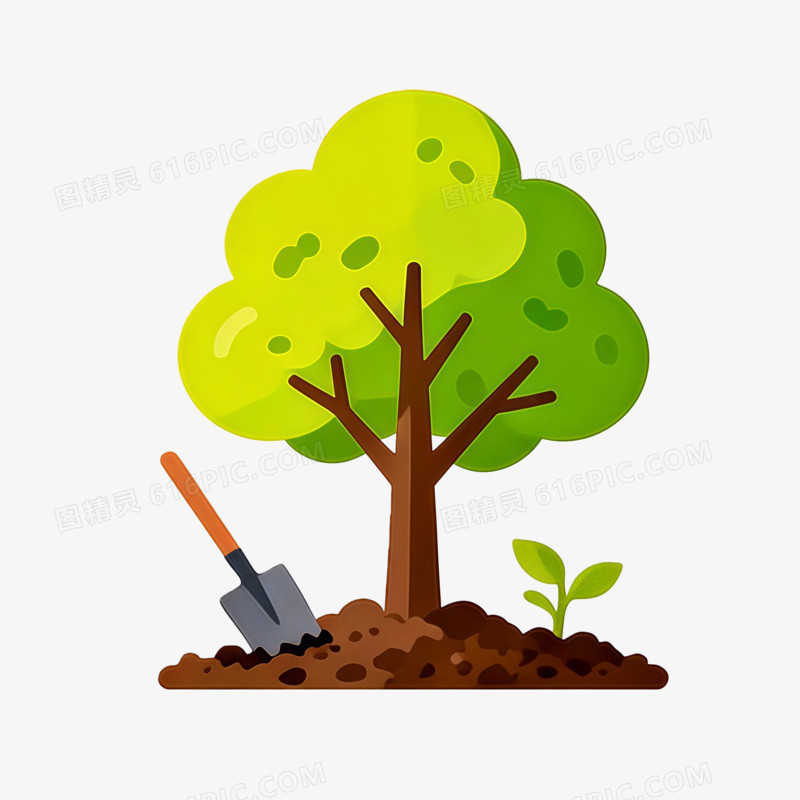 卡通风植树造林手绘ai免抠元素