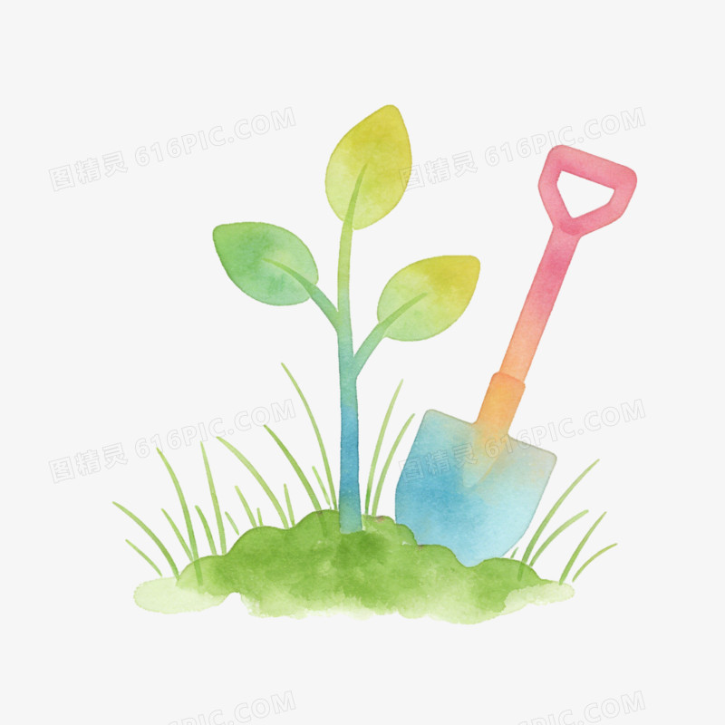 卡通手绘植树造林卡通插画ai免抠元素