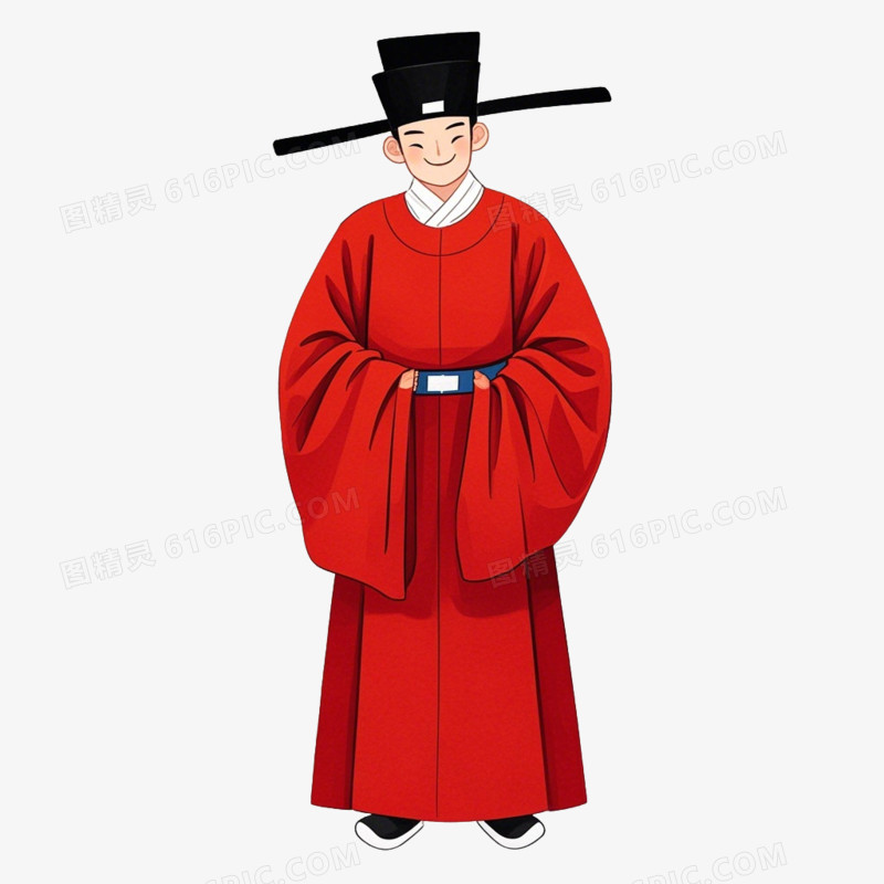 彩色卡通古代官员免抠元素