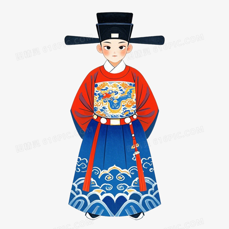 彩色卡通古代官员免抠元素