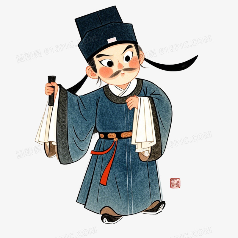彩色卡通古代官员免抠元素