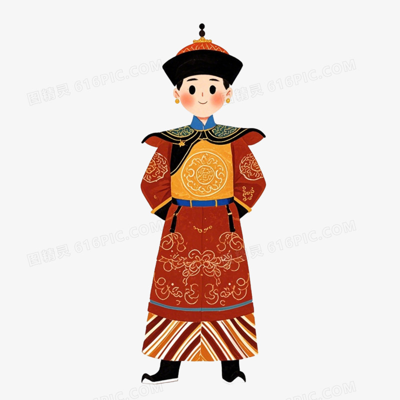 彩色卡通古代官员免抠元素