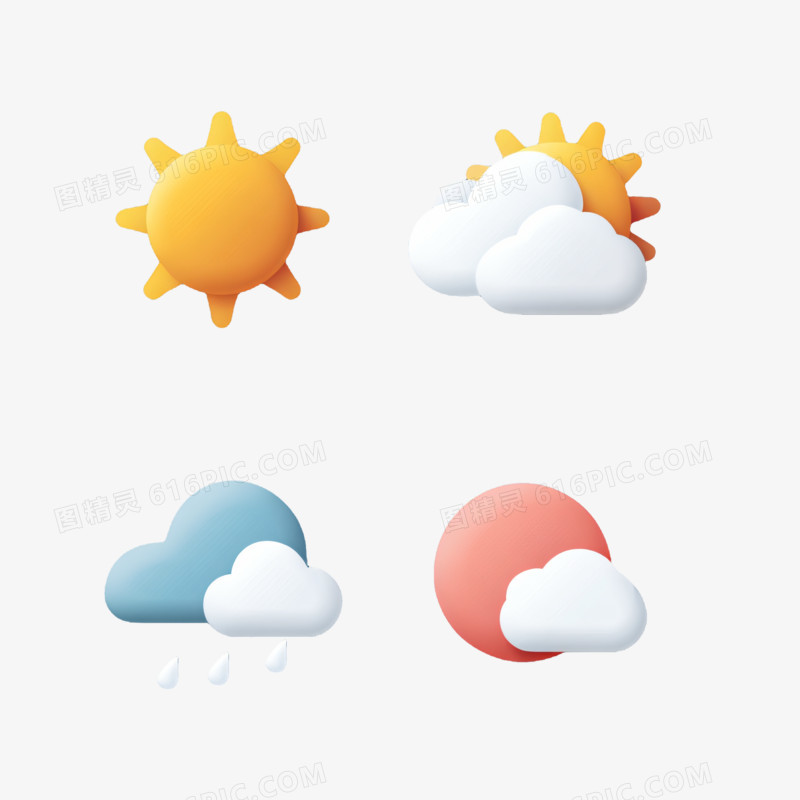 卡通手绘天气图标免抠元素