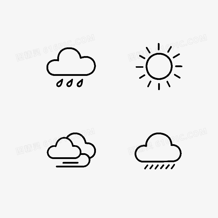 卡通手绘天气图标免抠元素