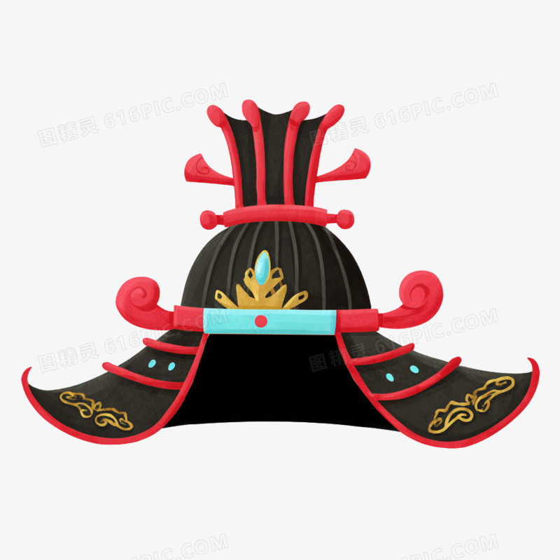 卡通手绘古代官帽免抠元素