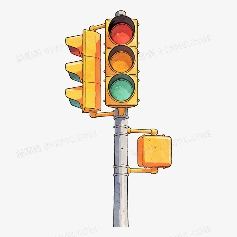 扁平风一个红绿灯免抠元素