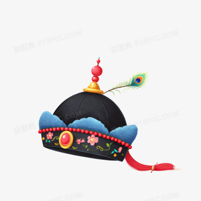 卡通手绘古代官帽免抠元素