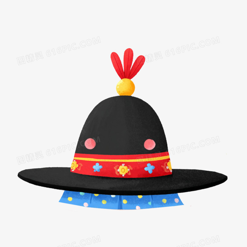卡通手绘古代官帽免抠元素