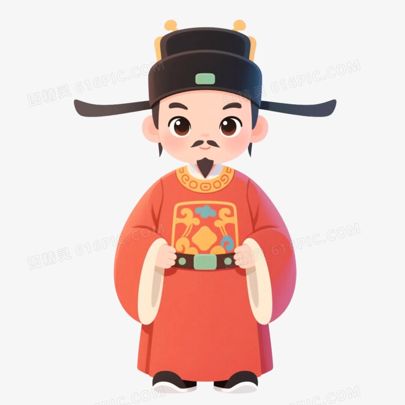 卡通插画风宋朝穿着官员的官服免抠元素