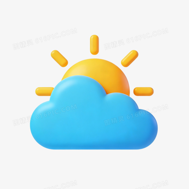 阴天多云天气图标免抠元素
