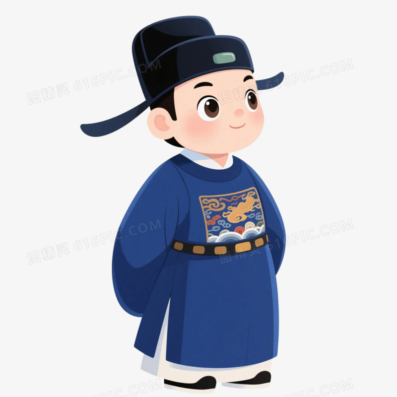 卡通插画风宋朝穿着官员的官服免抠元素