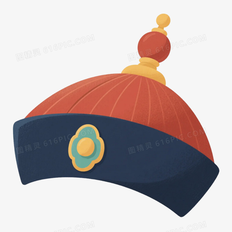 卡通插画风清朝官员的官帽免抠元素