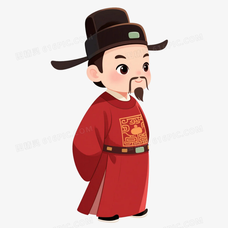 卡通插画风宋朝穿着官员的官服免抠元素