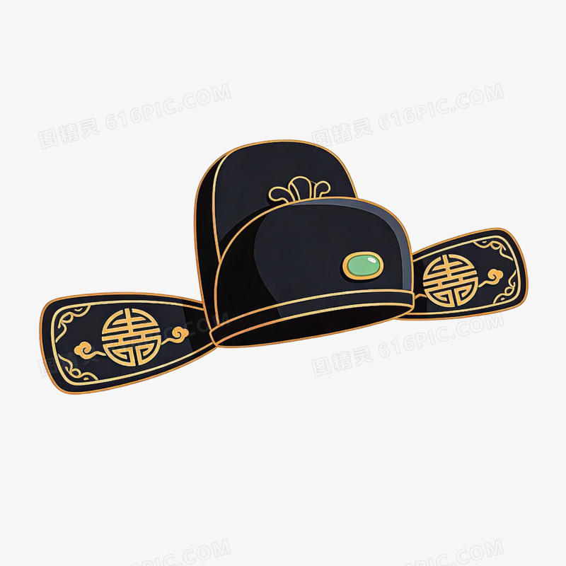 卡通手绘风格古代官员乌纱帽免抠元素