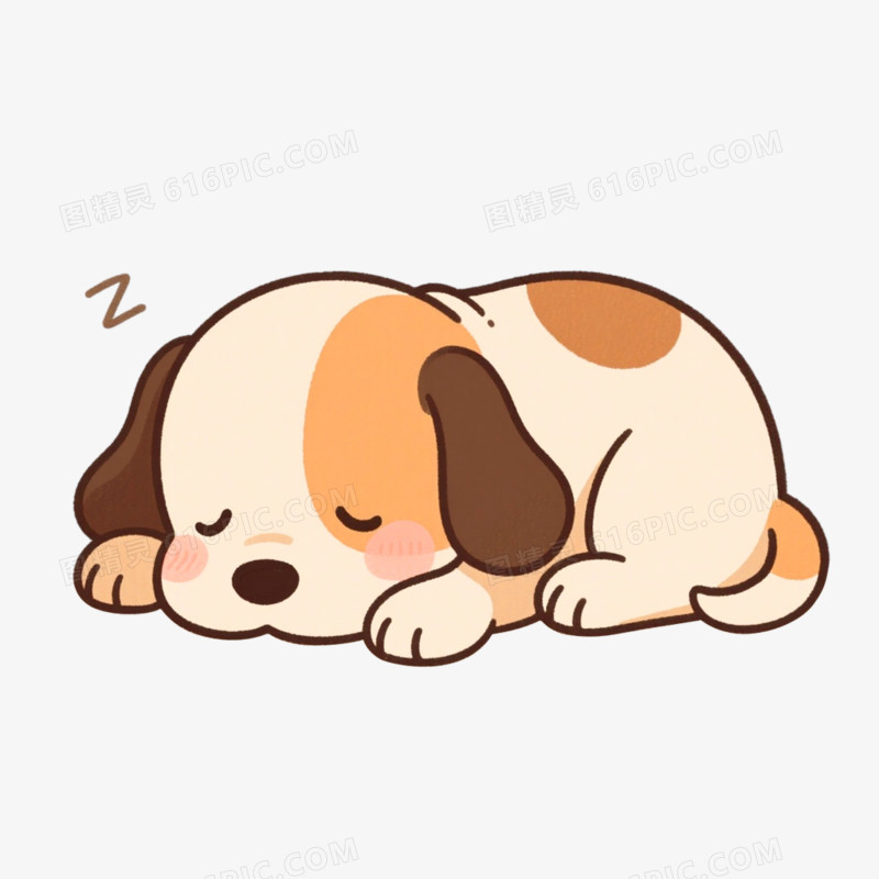 插画风格小动物睡觉免抠元素