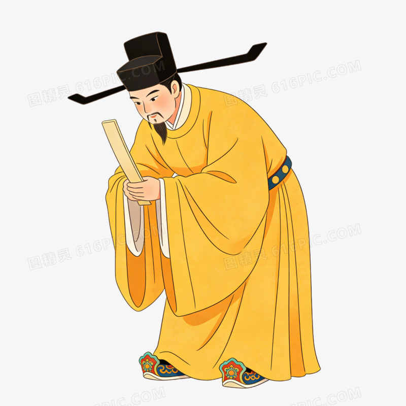 卡通手绘风格古代官员免抠元素