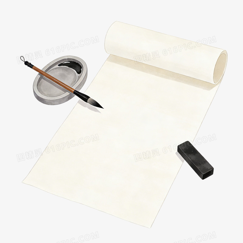 水墨风格文房四宝免抠元素