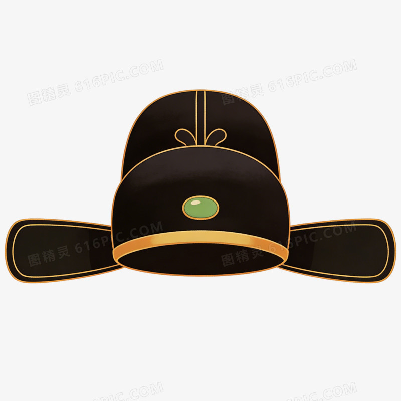 卡通手绘风格古代官员乌纱帽免抠元素