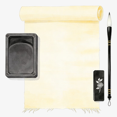 水墨风格文房四宝免抠元素