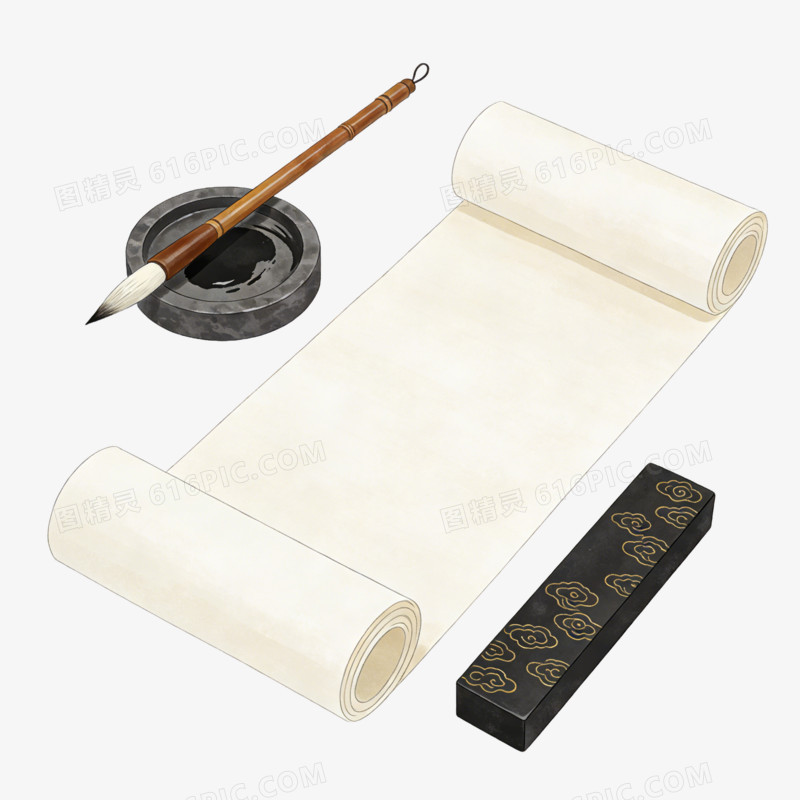 水墨风格文房四宝免抠元素