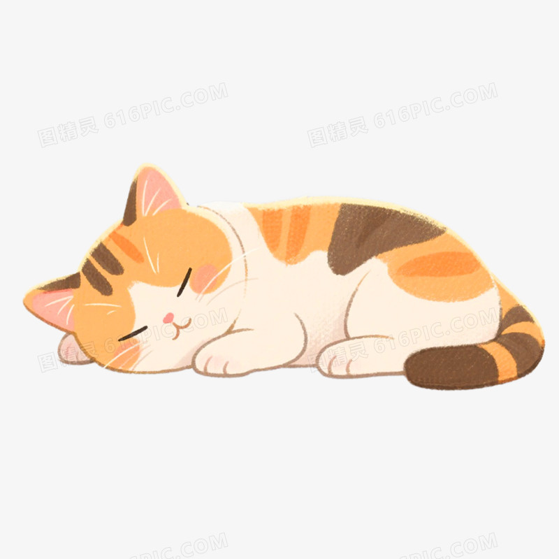 插画风格小动物睡觉免抠元素