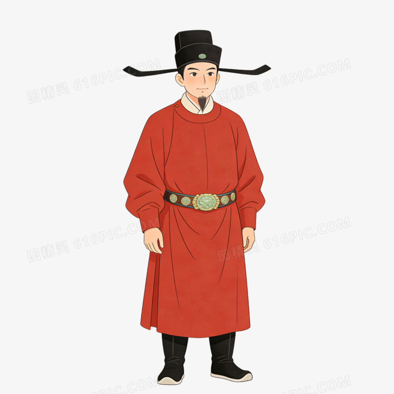 卡通手绘风格古代官员免抠元素