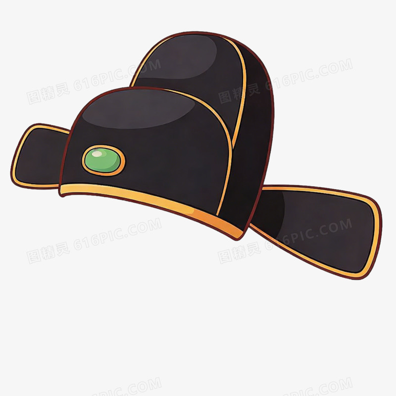 卡通手绘风格古代官员乌纱帽免抠元素