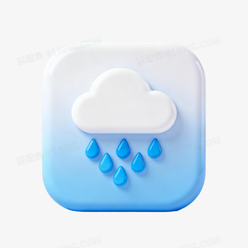 3D阵雨天气图标免抠元素